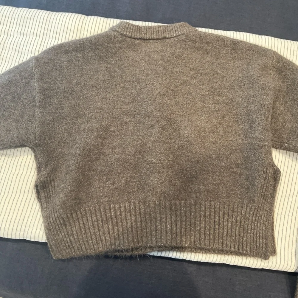 Zara Taupe Button-Up Women's Cardigan - Picture 2 of 3
